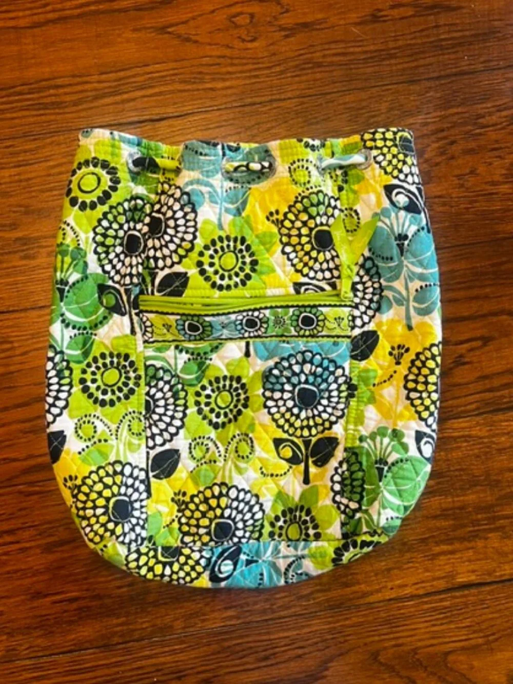 Vera Bradley Backpack purse, Green/Yellow floral. Pocket inside. Clean, Ex Cond!